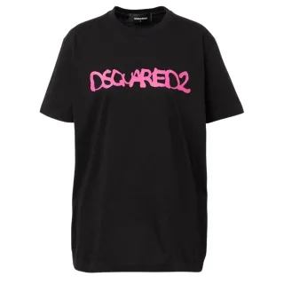Dsquared2 Graffiti Spray Logo Schwarzes T-shirt