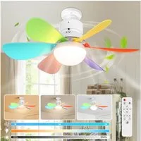 LMaxhome Deckenventilator mit Licht und Fernbedienung Dimmbar LED Deckenleuchte mit Beleuchtung, E27-, mit 6 Flügeln und 3 Windstufen, Timing Funktion für Kinderzimmer