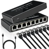 Bundviel LAN Splitter 1 auf 7 Gigabit Ethernet Switch Verteiler Netzwerk-Switch Netzwerk-Switch (RJ45 Anschluss, 1000Mbps Gigabit)