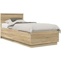vidaXL Bettgestell Bettrahmen mit Kopfteil Sonoma-Eiche 90 x 190 cm Holzwerkstoff (1-tlg)
