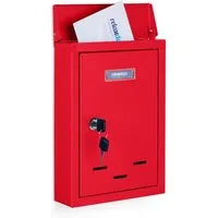 relaxdays Briefkasten mit Namensschild, rot