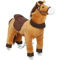 AIYAPLAY Stehtier Reitpferd mit Sattel, Rollen, für Kinder 3-5 Jahre, bis 25 kg, Dunkelbraun
