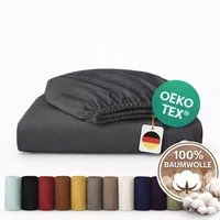 Komfortec Spannbettlaken Jersey Spannbettuch, 90x200, 140x200, 160x200, 180x200 oder 200x200 cm, 100% Baumwolle (135 g/m), Gummizug: Rundum, (1 Stück), OEKO-TEX® Standard 100 Zertifisiert, für Matratzen bis 25 cm Höhe