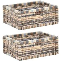 Krines Home Regalkorb 2er Set Regalkorb Aufbewahrungskorb Korb geflochten Rattan Korbset (2-teiliges Set), ca. 43 x 32 x 17,5 cm Aufbewahrung Regal Schrankkorb