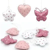 LB H&F Lilienburg Hängedekoration 9er SET Anhänger Deko Metall Blume Herz Schmetterling bunt (Metallanhänger rosa pink Figur weiß Dekohänger Dekoanhänger Osterdeko Osterschmuck Deko Oster Dekoration zum Hängen Frühlingsdeko Fensterdeko Fensterhänger 