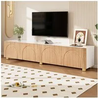 Merax Lowboard mit Bogenrelief und Metallfüßen (180 x 35 x 40 cm (L x B x H), 1 St), TV-Board TV-Schrank mit 4 Türen & großem Stauraum