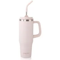 CALIYO Thermoflasche Thermobecher 1.2L Edelstahl BPA frei mit Strohhalm und Deckel, Langanhaltend kühl / warm spülmaschinenfest für Sport, Reisen