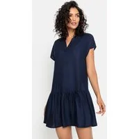 s.Oliver Blusenkleid mit Volant am Rock luftiges Tunikakleid, Sommerkleid,leichtes Strandkleid,Cover-up, Basic