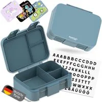 BEARFOOT Lunchbox Brotdose mit Fächern, leicht & auslaufsicher - blau, PP, ABS, Silikon, Kindergarten und Schule - Mädchen und Jungen, Vesperbox, Snackbox