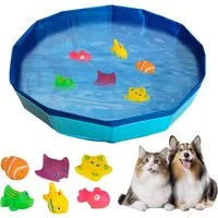 FOUORTUNATE-BEE Hundepool Faltbarer Haustierpool mit 6 Fischen für Katzen und Hunde, Mini-Schwimmbecken für Katzen und Hunde – ideal im Sommer