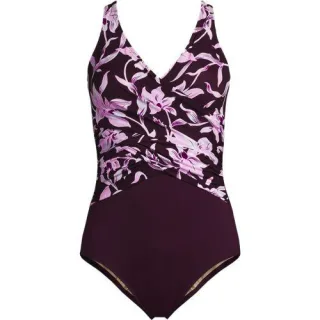 Shape-Badeanzug mit Soft Cups Gemustert SLENDER, Damen,  Rot, Nylon-Mischung, by Lands' End
