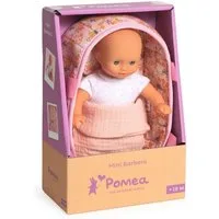 DJECO Babypuppe Pomea Mini-Puppe Barbara mit weichem Körper und Babykörbchen, 20 cm