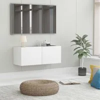 furnicato TV-Schrank Weißer aus Holzwerkstoff 80 x 30 x 30 cm (1-St) Wandboard mit zwei Fächern, Klappüren und Stauraum für das Wohnzimmer
