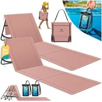 KESSER Gartenliege Strandmatte klappbar mit verstellbarer Rückenlehne max. 130 kg, 2 St., Strandliege mit Tragegurt, wasserdichter Handyhülle & Tragetasche, Sonnenliege faltbar für Strand, Garten & Terrasse Liegematte