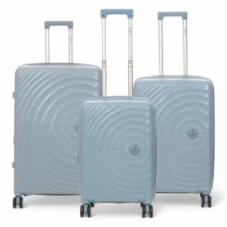 Erweiterbarer Himmelblauer Hartschalenkoffer mit 8 Rädern