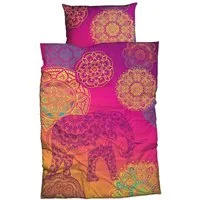 CASATEX Bettwäsche Noida Violett Türkis Orange, Renforcé, 2 teilig, Orientalisch, Ornamente
