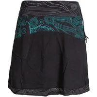 Vishes Minirock Lagenlook Rock Bedruckter Breiter Bund mit Taschen Cacheur, Hippie, Goa, Elfen, Boho Style
