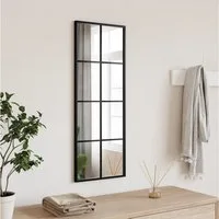furnicato Wandspiegel 30 x 80 cm mit schwarzem pulverbeschichtetem Rahmen (1-St), Sicherheitsfolie für Ganzkörperspiegel, vertikal oder horizontal