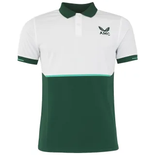 Castore AMC Technisches Herren Tennis Polo-Shirt in Weiß/Grün