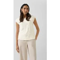 s.Oliver Kurzarmshirt T-Shirt Ärmelloses Blusenshirt mit floralem Mesh-Layer