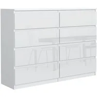 MAGOWA Schubkastenkommode Kommode 140 cm – moderne Kommode mit 8 Schubladen mit extra Stauraum (Vielseitig einsetzbar), Breite 138,5 cm - Höhe 101,5 cm - Tiefe 39 cm