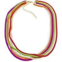 Steuer Lange Kette Metal multi mehr reihig pink, grün, orange, rot, gold, weiß