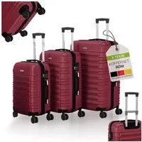 Juskys Trolleyset Rom, 4 Rollen, (3 tlg., 3-teilig), Aluminium, Rollen, Innenfutter, Ergonomische Griffe, 3er Set