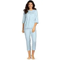 comtessa Schlafanzug Mellow Luxe (Set, 2 tlg., 2-teilig) Damen Pyjama lang Baumwolle 3/4 Arm geknöpft auch große Größen