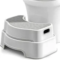 HEYHIPPO Tritthocker Toilettenhocker,43×25,9×20,7cm, PP,rutschfest,für Kinder & Erwachsene (Fußhocker für Toilette – rutschfest, belastbar bis 75 kg, vielseitig), Tritthocker für WC & Waschbecken –180°‑drehbar,Kompakt & platzsparend
