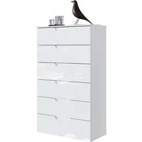 Newroom Kommode Weiß 70 cm, Weiß Hochlglanz Sideboard Vintage Industrial Highboard Anrichte