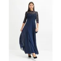 bonprix Maxikleid toller Mix aus Spitze, Chiffon und Crêpe, 3/4 Ärmel, Rock im Lagenlook