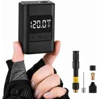 Tekoo Akku-Luftpumpe Elektrische Fahrradpumpe 120 PSI, Akku Mini Kompressor USB-C (Set, Mit Zubehör), Ultra-kompakt (160g), bürstenloser Motor, digitaler Reifendruckprüfer