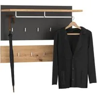 CARO-Möbel Wandgarderobe BILBAO, Wandgarderobe Garderobenpaneel Flurgarderobe Artisan Eiche Kosmos Grau