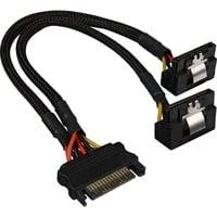 SATA Y-Stromkabel 90°, Y-Kabel schwarz, 20cm, abgewinkelt
