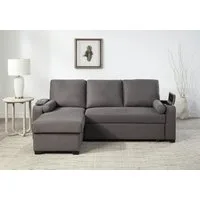 ATLANTIC home collection Ecksofa Gorje L-Form, mit Schlaffunktion, Stauraum, Becherhalter, Staufächer & Kissenrollen