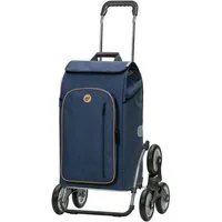 Andersen Einkaufstrolley Exklusiv Treppensteiger Royal Shopper Stahlgestell Folke blau 61L, klappbare Ladefläche, belastbar bis 60kg, wasserabweisend