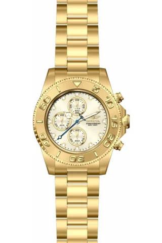 Invicta OCEAN VOYAGE 47654 Herrenuhr - Quarzwerk - Edelstahl mit goldenem Zifferblatt - 43 mm