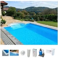 KWAD Schwimmbecken STYROPOR®STEIN POOL ALL INCLUSIVE, BxLxH: 300x600x150 cm (Set), mit Römertreppe, inkl. Beckenrandsteine & Poolbeleuchtung
