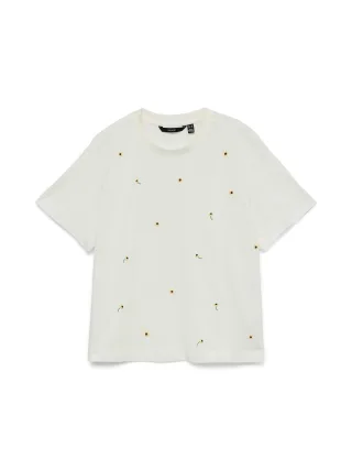 VERO MODA - VMSOLA METTE SS TOP BOX JRS Snow White - Gr. - M