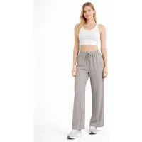 fashionshowcase Palazzohose Damen Crinkle – Weite Sommerhose elastischer Bund hoher Bund, elastischer Tunnelzug