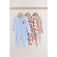 Next Schlafoverall 3er-Pack Baby-Schlafanzüge, Erdbeeren (3-tlg)