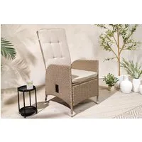 riess-ambiente Gartenstuhl SYLT natur/beige - Outdoor-Stoff, Rattan, mit Armlehne, wetterfest (Einzelartikel, 1 St), mit verstellbarer Rückenlehne - ideal für Terrasse, Balkon oder Garten