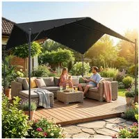 Outsunny Pavillon mit Satteldach, Dreiecksverstrebungen, mit 0 Seitenteilen, (Pergola, Sonnenschutz), für Garten Terrasse Dunkelgrau