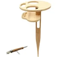 UNUS GARDEN Klapptisch Bierhalter klappbar, Biertisch aus Bambus (2-St., Höhe: ca. 43 cm), Gartentisch, Beistelltisch, Getränkehalter, Campingtisch