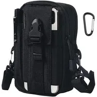 LuxusKollektion Gürteltasche Hüfttasche Gürteltasche Bauchtasche Nylon #6 Schwarz mit Schultergurt