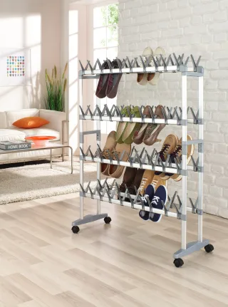 Ruco Schuhregal Aluminium/Kunststoff, für bis zu 80 Paar Schuhe, fahrbar