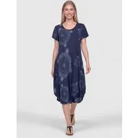 PEKIVESSA Sommerkleid Luftiges Strandkleid mit asymmetrischem Saum und lässigem Mandala-Muster im Ethno-Look