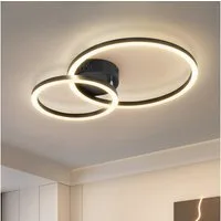 Nettlife LED Deckenleuchte Wohnzimmer 2 Ringe Schwarz/Weiß/Silber Modern 23W Deckenlampe 40.5CM, Nicht dimmbar, LED fest integriert, Warmweiß, für Wohnzimmer Schlafzimmer Flur Büro Balkon Küche