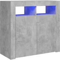 vidaXL Sideboard 80 x 35 x 75 cm Sideboard mit LED Leuchten Betongrau 80x35x75 cm
