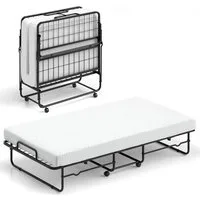KOMFOTTEU Gästebett Klappbett mit Matratze aus Schaumstoff, 90×190cm